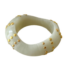 Bracelet tendance en résine surdimensionné avec-Or gris vert