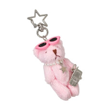 Trendy telefoonriem met kralenversiering en sleutelhanger-Roze