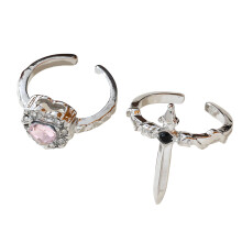 Bagues gothiques uniques en forme de croix, 2-Argent rose
