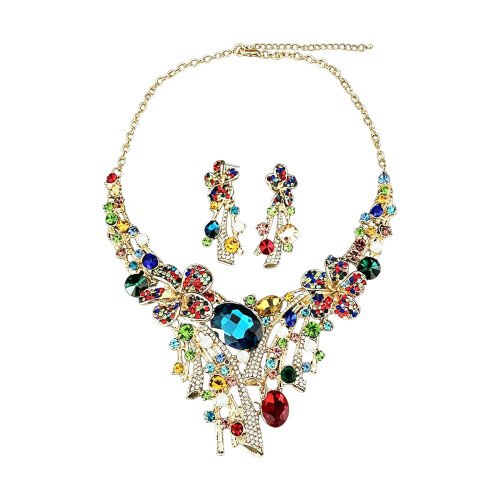 Ensemble de bijoux floraux géométriques à la mode,-couleur