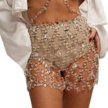 Rhinestones Body Chain Suit Rhinestones Chest Chain-skirt