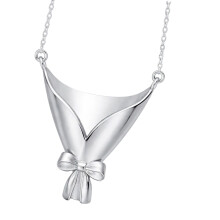 Collier élégant de fleurs en argent et or Rose avec-Argent 1