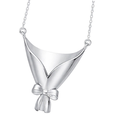 Collier élégant de fleurs en argent et or Rose avec-Argent 1