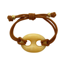 Playful Pig Face Resin Bracelet Lightweight Adjustable-Yellow