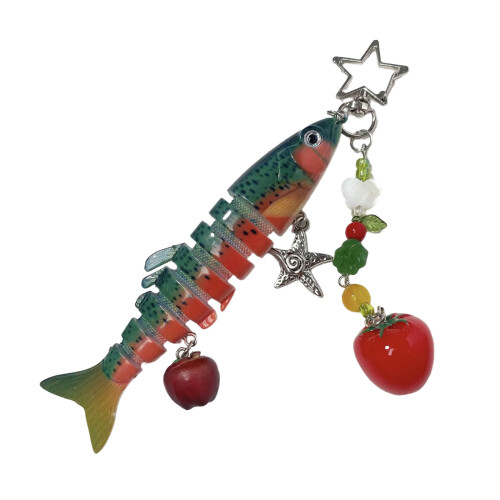 Handcrafted Artificial Fish Key Chain Unique Present-Dark Red