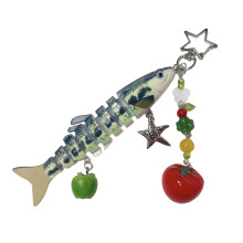 Flexible Articulated Fish Shaped Key Ring In Vibrant-Green