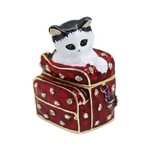 Modern Minimalist Cats Jewelry Case With Waterproof Coating-Red