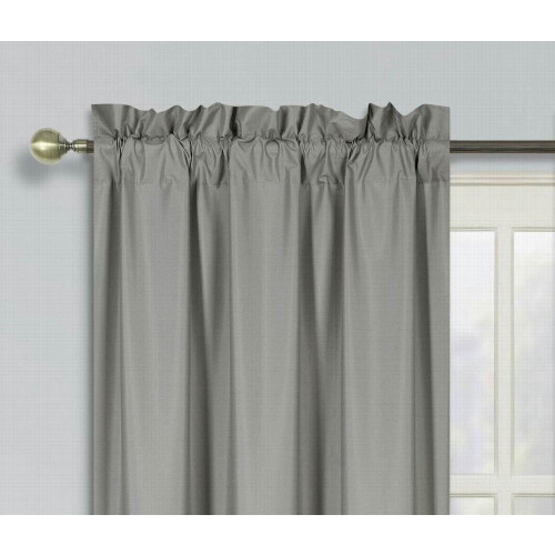 Silver Linen-Blend Curtains 37" x 84", 2-Pack 1