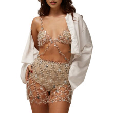Strass Body Chain Pak Gelaagde Kristallen Bh Top-volledige set