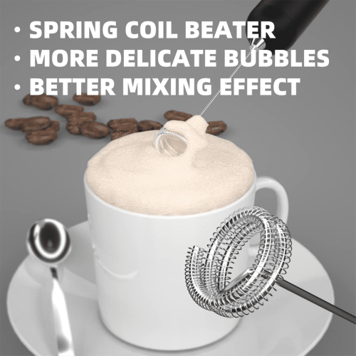 Electric Milk Frother Handheld Black 1pc 2