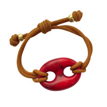 Adjustable Pig Nose Resin Bracelet Stylish Lightweight-Red
