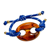 Retro Contrasting Color Pig Nose Bracelet Adjustable-Blue
