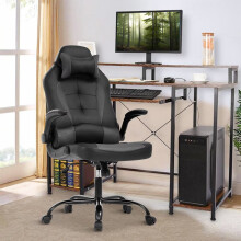 Reclining Gaming Chair with Lumbar Support, Flip Armrests,