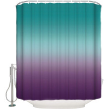 Cortina de ducha turquesa y morada degradada, 72 x 72 pulgadas.