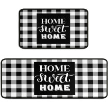 Buffalo Rug Set Farmhouse Black White 2 pcs 17x47+17x30 in