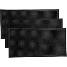 Set 3 covorașe de bar din PVC negru, 15x30cm