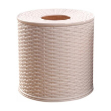Boîte à mouchoirs ronde style rotin – Rouleau simple
