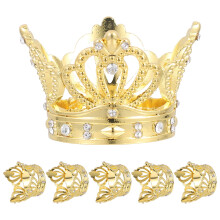 Ronds de serviette en forme de couronne en métal, lot de 6, dorés