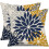 Blomsterputetrekk blå gul polyester 18x18 tommer sett 1