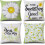 Set di 4 federe grigie con margherite, 45x45 cm, in cotone e lino. 1