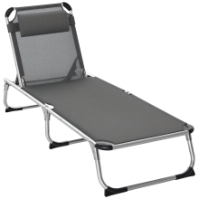 Tumbona Plegable Gris 165 x 60 x 76 cm