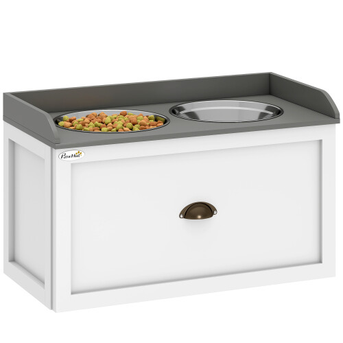 PawHut Comedero para Perro Blanco 60 x 30 x 36 cm