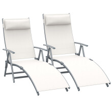 Conjunto de Tumbonas Beige 137 x 63.5 x 100.5 cm
