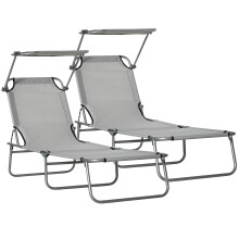 Tumbonas Plegables Gris 187 x 58 x 36 cm