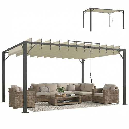 Outsunny Pérgola Beige 390 x 295 x 213 cm