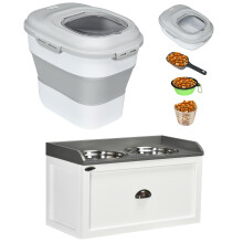 Conjunto Comedero Contenedor Blanco 60 x 30 x 36 cm