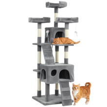 Árbol Rascador Gatos Gris 48 x 48 x 153 cm