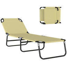 Tumbona Plegable Beige 188 x 56 x 28 cm
