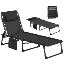 Tumbona Plegable Negro 189 x 58 x 30 cm