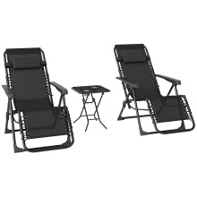 Conjunto de Tumbonas Negro 90 x 65 x 110 cm