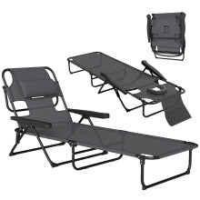 Tumbona Plegable Gris 145 x 72 x 89 cm