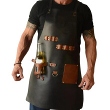 High Quality PU Leather Apron Designed For disorganized-Black