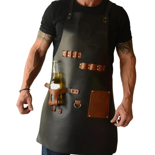 High Quality PU Leather Apron Designed For disorganized-Black