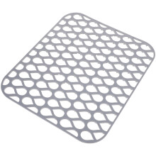 Tapis d'égouttage en silicone gris clair pour plan de travail de cuisine