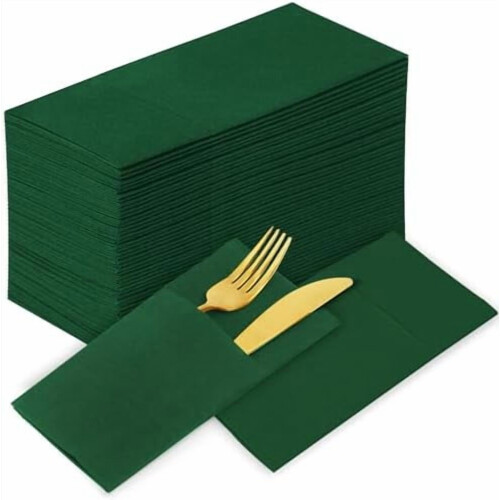 Dunkelgrüne, stoffähnliche Servietten, 100er-Packung