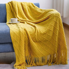Knitted Throw Blanket 50 x 60 Inch with Tassels