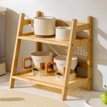Étagère de bureau en bois à deux niveaux, beige