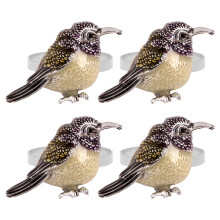 Ronds de serviette en alliage en forme d'oiseau (4 pièces)
