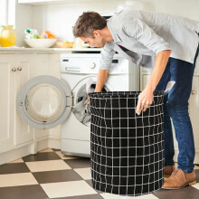 Opvouwbare ronde wasmand – 50x40cm, zwart