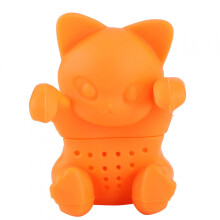 Cat-Shaped Silicone Tea Strainer for Mugs, Orange