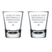 2 x 1.75oz Firefighter-Themed Shot Glasses