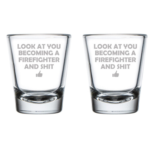 2 x 1.75oz Firefighter-Themed Shot Glasses