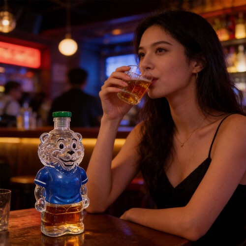 Bouteille d'alcool animale transparente Unqiue avec cadeau de 1