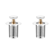 Brass Bathroom Drain Plug with Hair Strainer 2 Pack