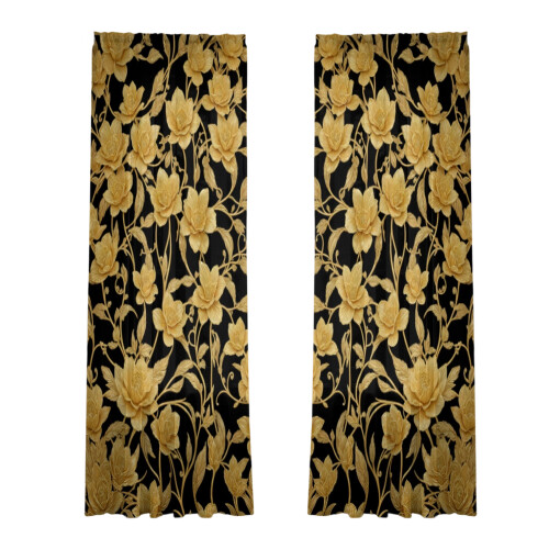 Floral Pattern Window Curtain Polyester-Flower 7 130x213cm