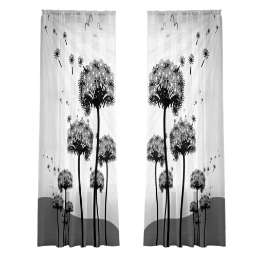3D Print Leaf Pattern Window Curtain Privacy-Flower 3 130x213cm